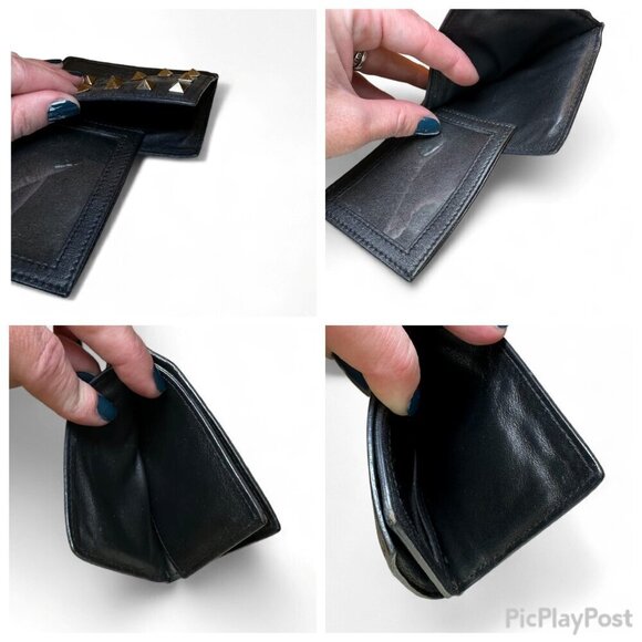 Valentino Garavani Black Rockstud Leather Card Holder Wallet w Extra Studs *USED - Picture 16 of 16